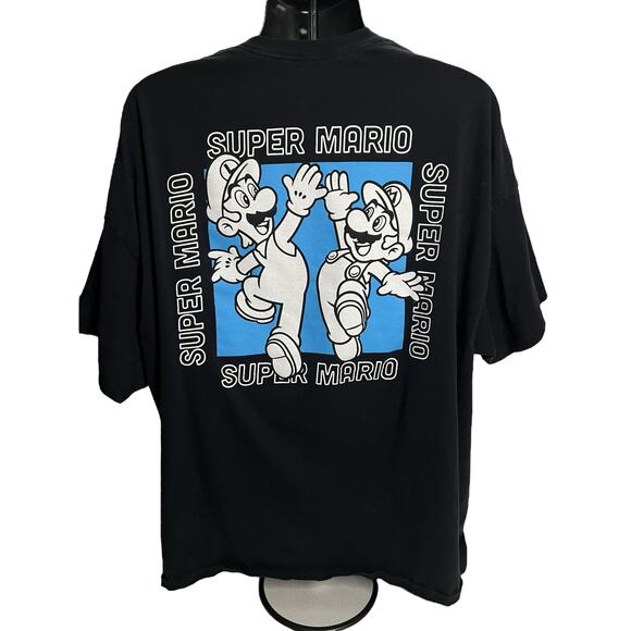 Super Mario and Luigi High Five Tee 3XL | Black Nintendo T-Shirt Retro Gaming - Picture 2 of 9
